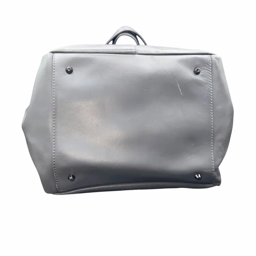 DKNY Gray Leather Studded Tote Shoulder Bag Large